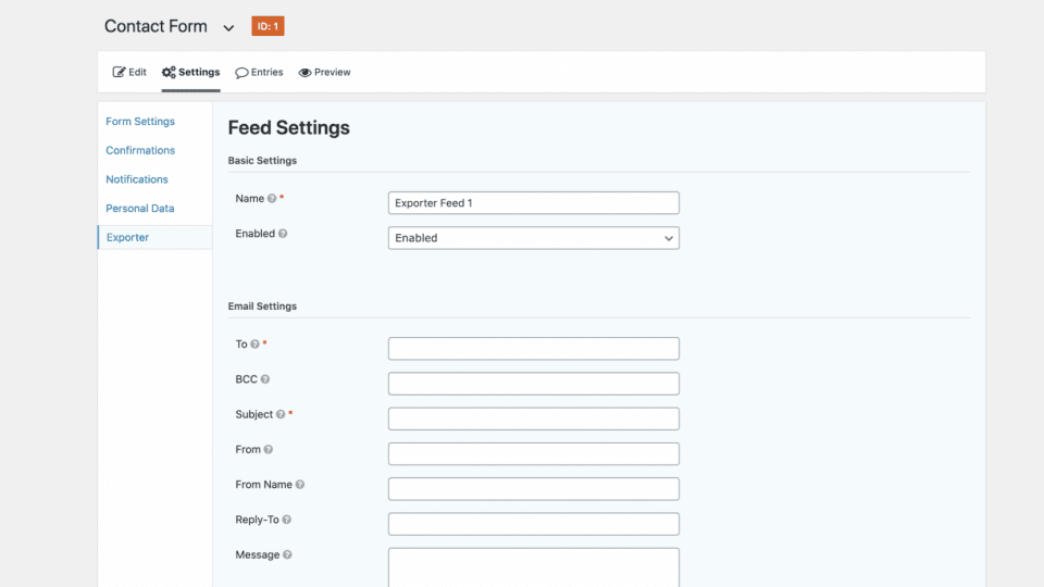 Entry Exporter for Gravity Forms 12 Entry Exporter for Gravity Forms settings