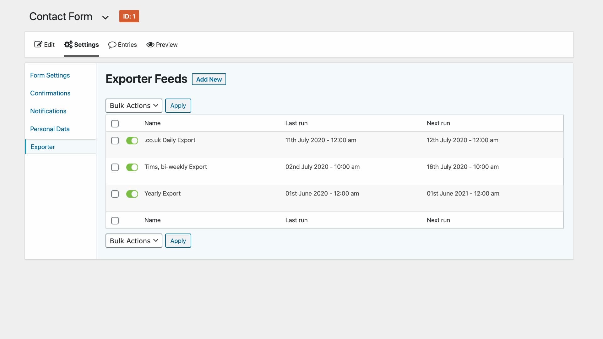 Entry Exporter for Gravity Forms 7 Entry Exporter for Gravity Forms feeds