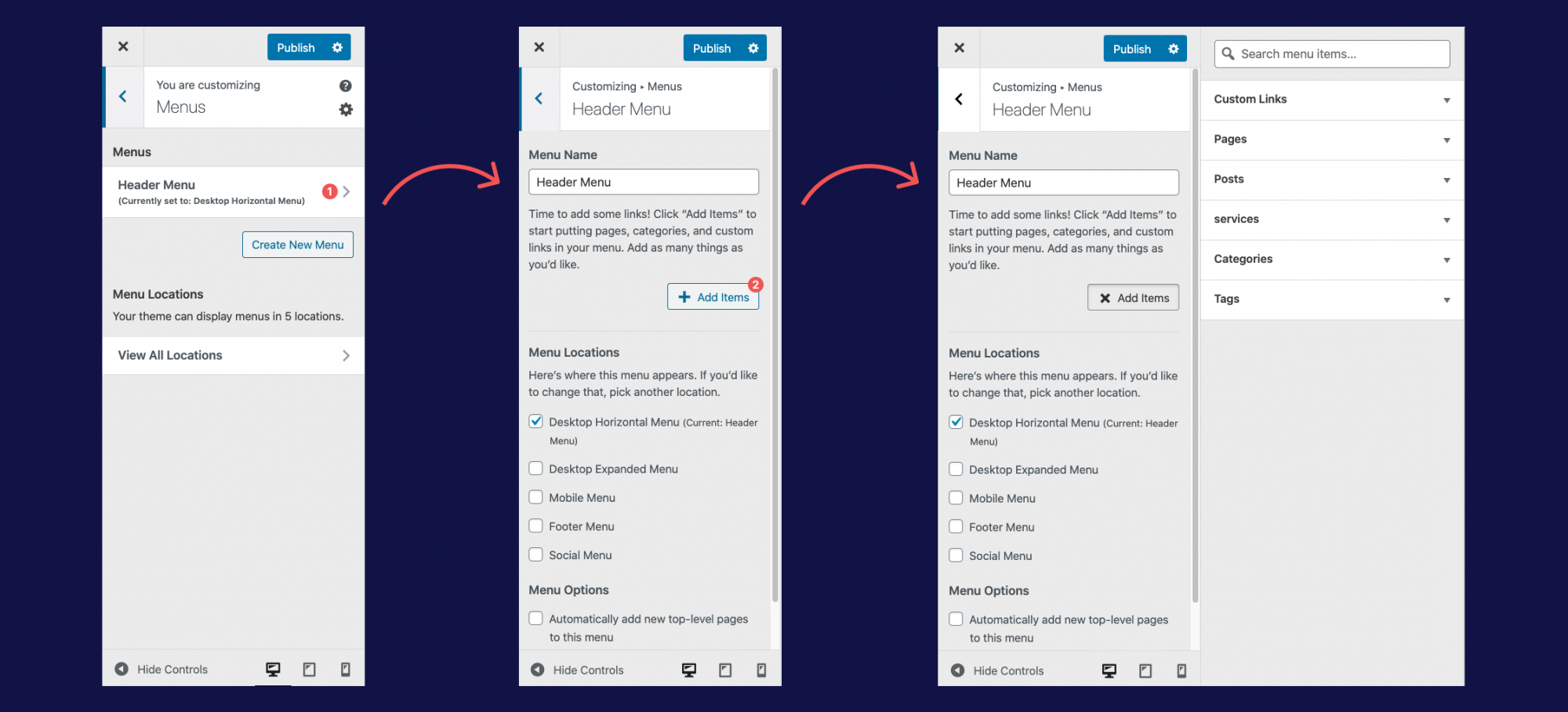 Add items to your WordPress menu