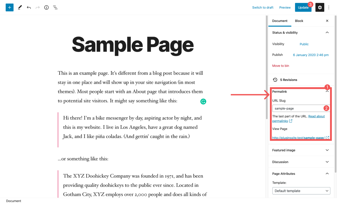 How to change the WordPress URL Structure 3 How to Change page URL with WordPress Editor