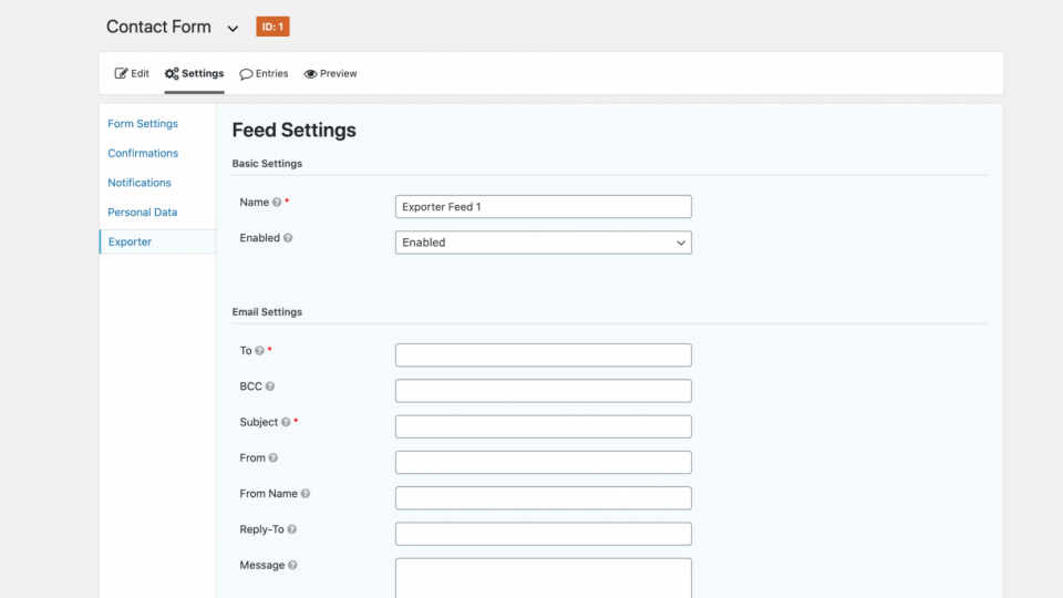 Entry Exporter for Gravity Forms 12 Entry Exporter for Gravity Forms settings