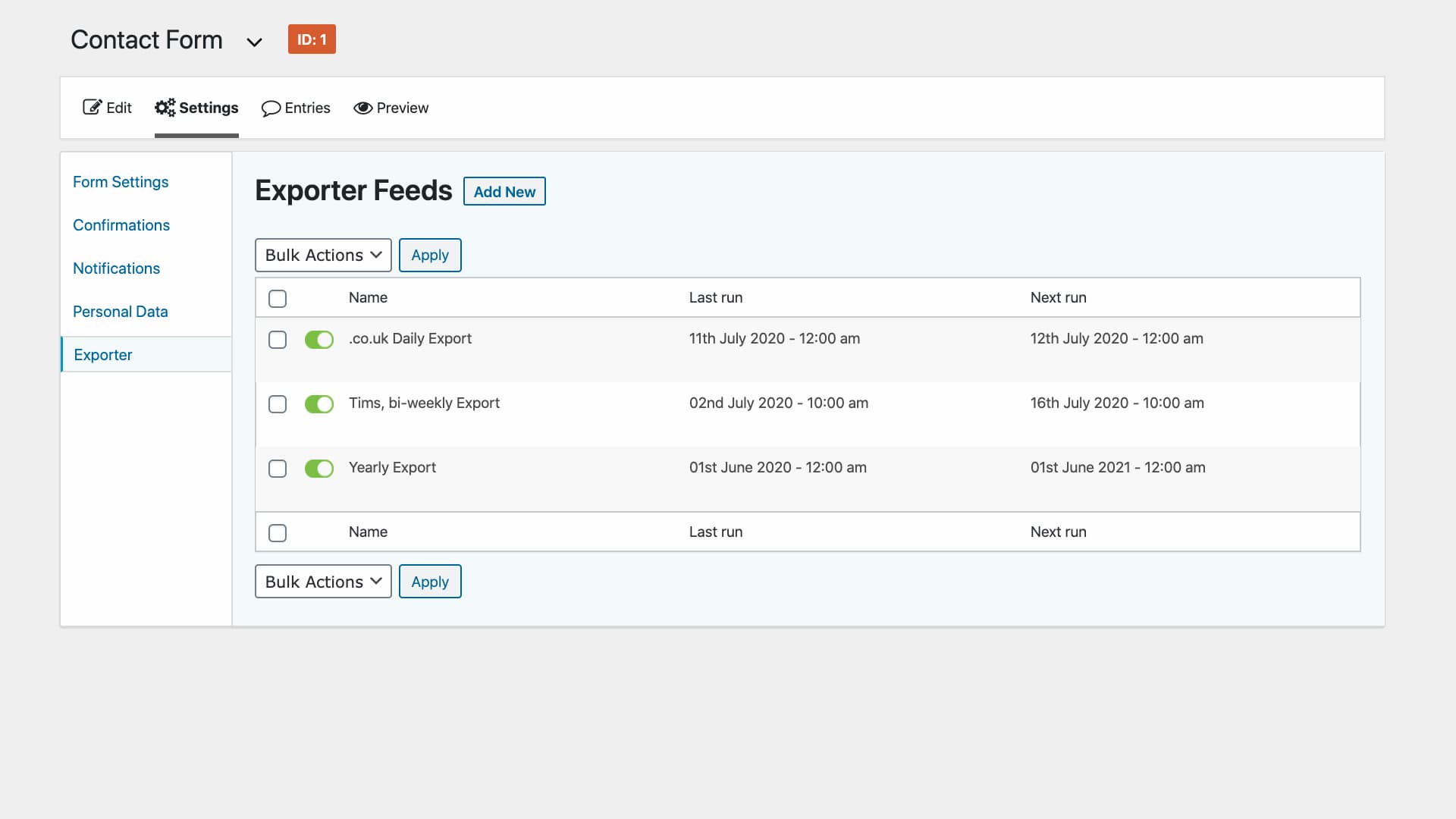 Entry Exporter for Gravity Forms 7 Entry Exporter for Gravity Forms feeds